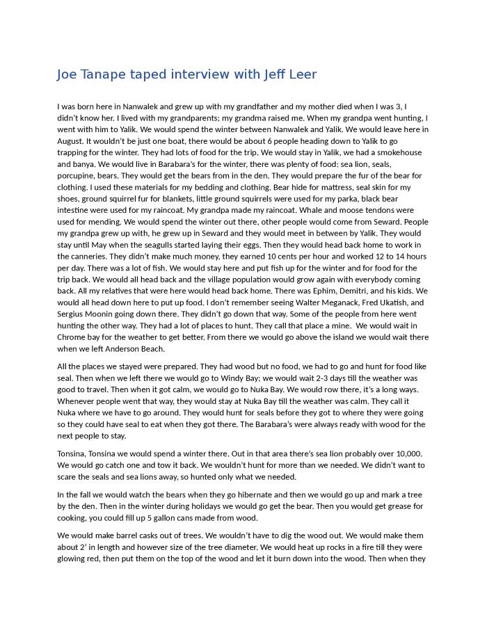 Joe Tanape Interview with Jeff Leer