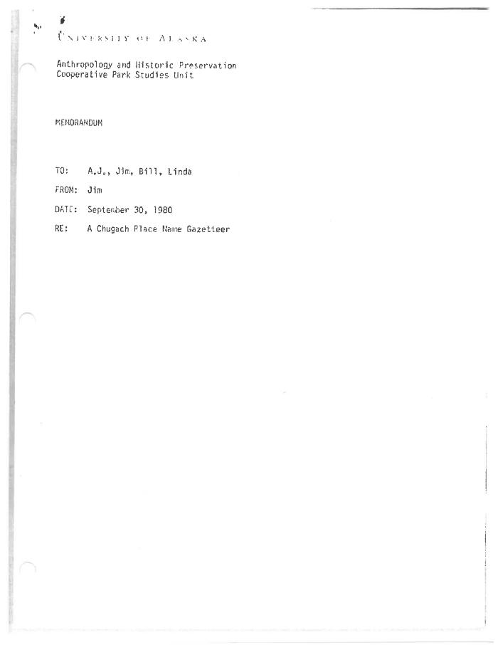 A Chugach Place Name Gazetteer