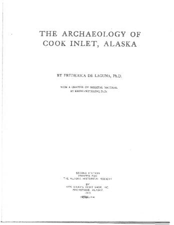The Archaeology of Cook Inlet, Alaska