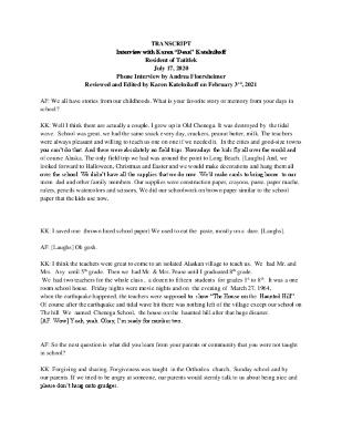 Interview with Karen "Dean" Katelnikoff 1